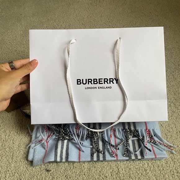 Burberry Small Icon Stripe Pale Blue - Cashmere Wool Blend Scarf - Picture 3 of 3